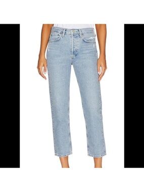AGOLDE Light Blue High-Rise Cropped Straight Jeans Riley